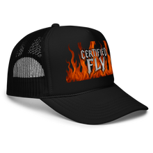 Load image into Gallery viewer, CERTIFIED FLY UNISEX FLAME FOAM TRUCKER HAT
