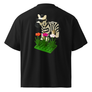BLACK SMELL THE FLOWERS OVERSIZED UNISEX T-SHIRT